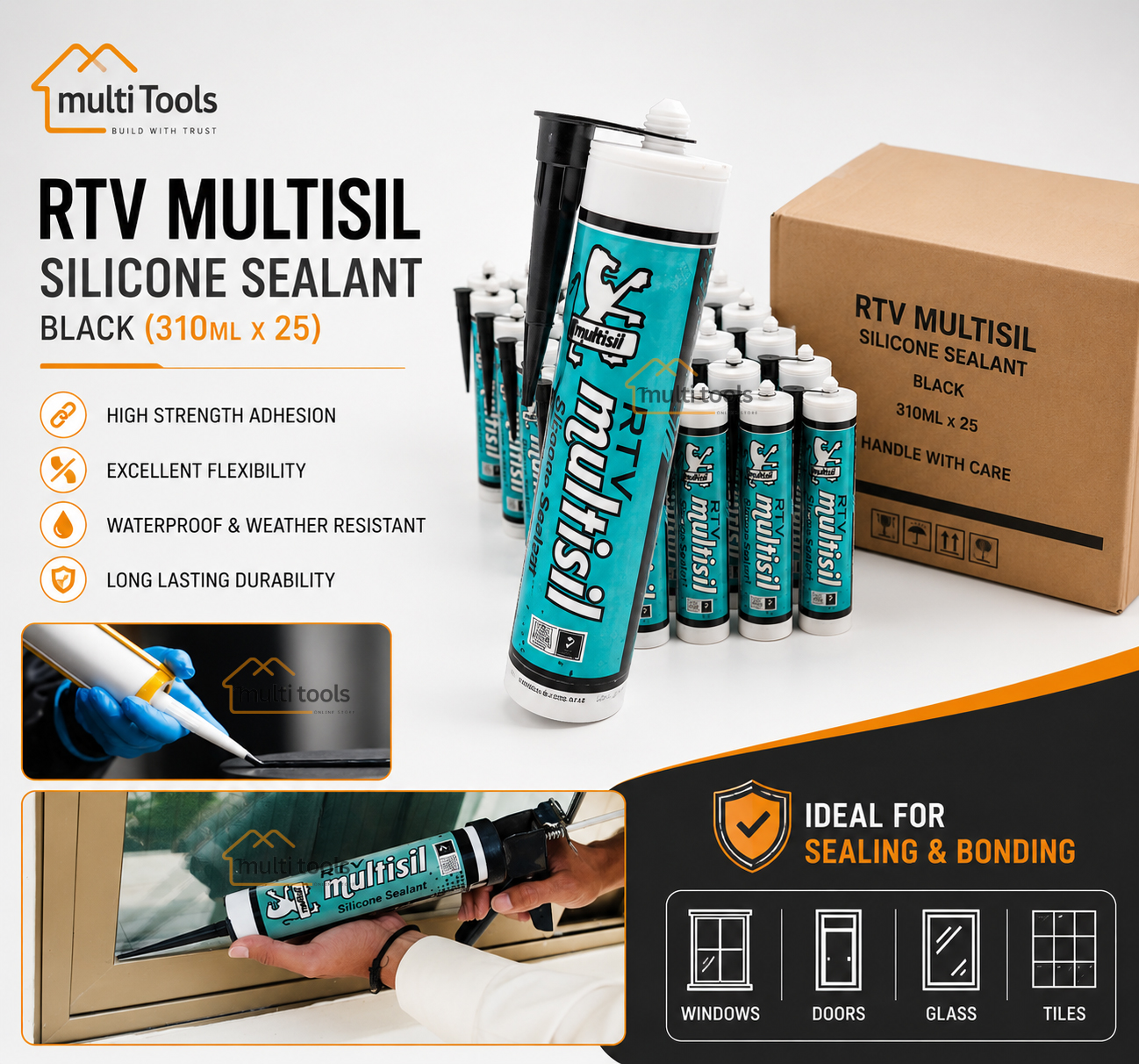 Rtv Multisil Silicone Sealant (Black 310G X 25)