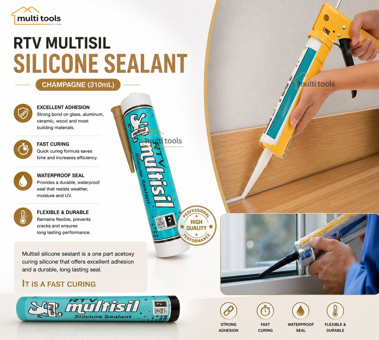 Rtv Multisil Silicone Sealant (Champagne)