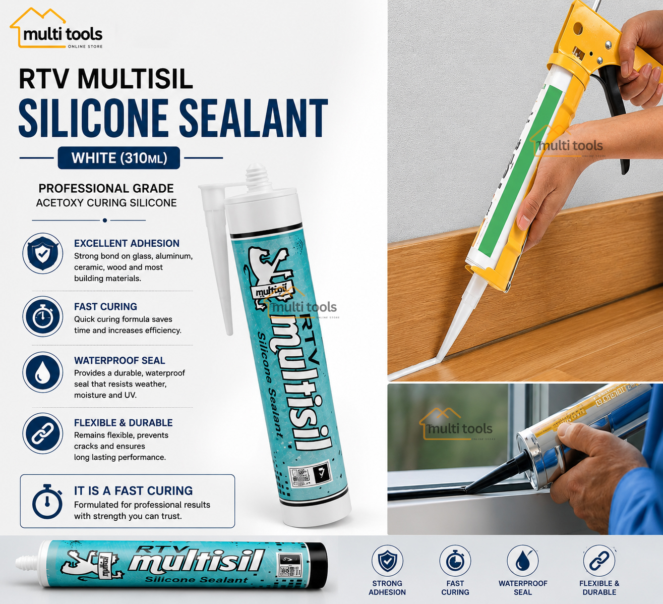 Rtv Multisil Silicone Sealant (White)