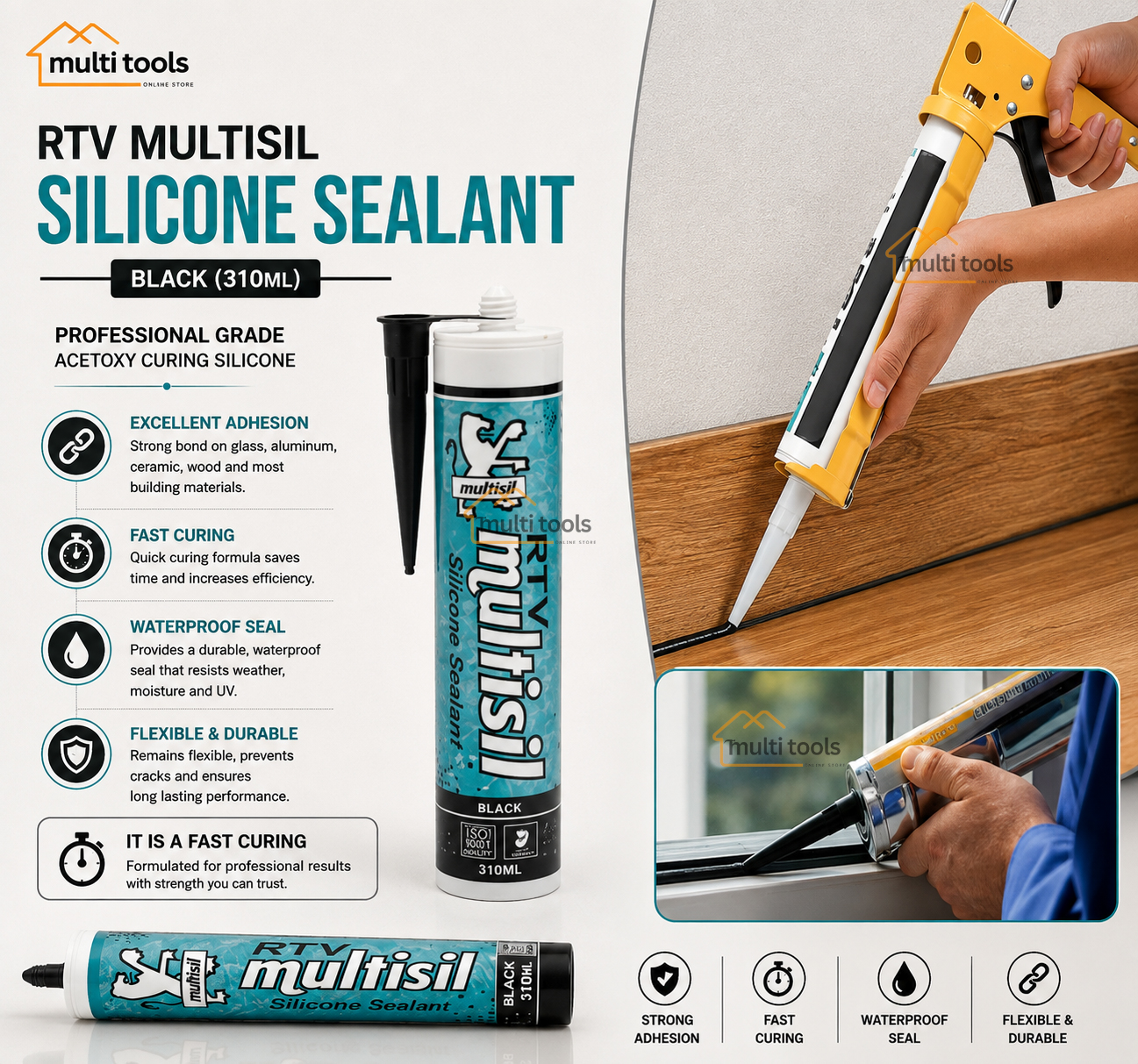 Rtv Multisil Silicone Sealant (Black)