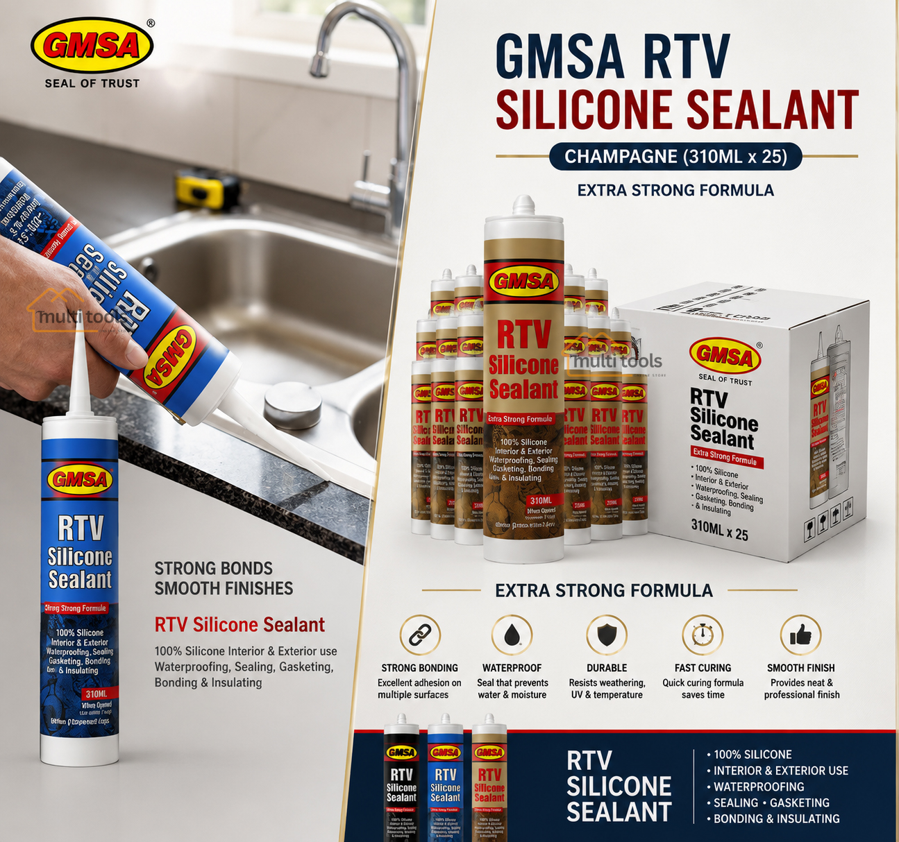 Gmsa Rtv Silicone Sealant (Champagne 310G X 25)