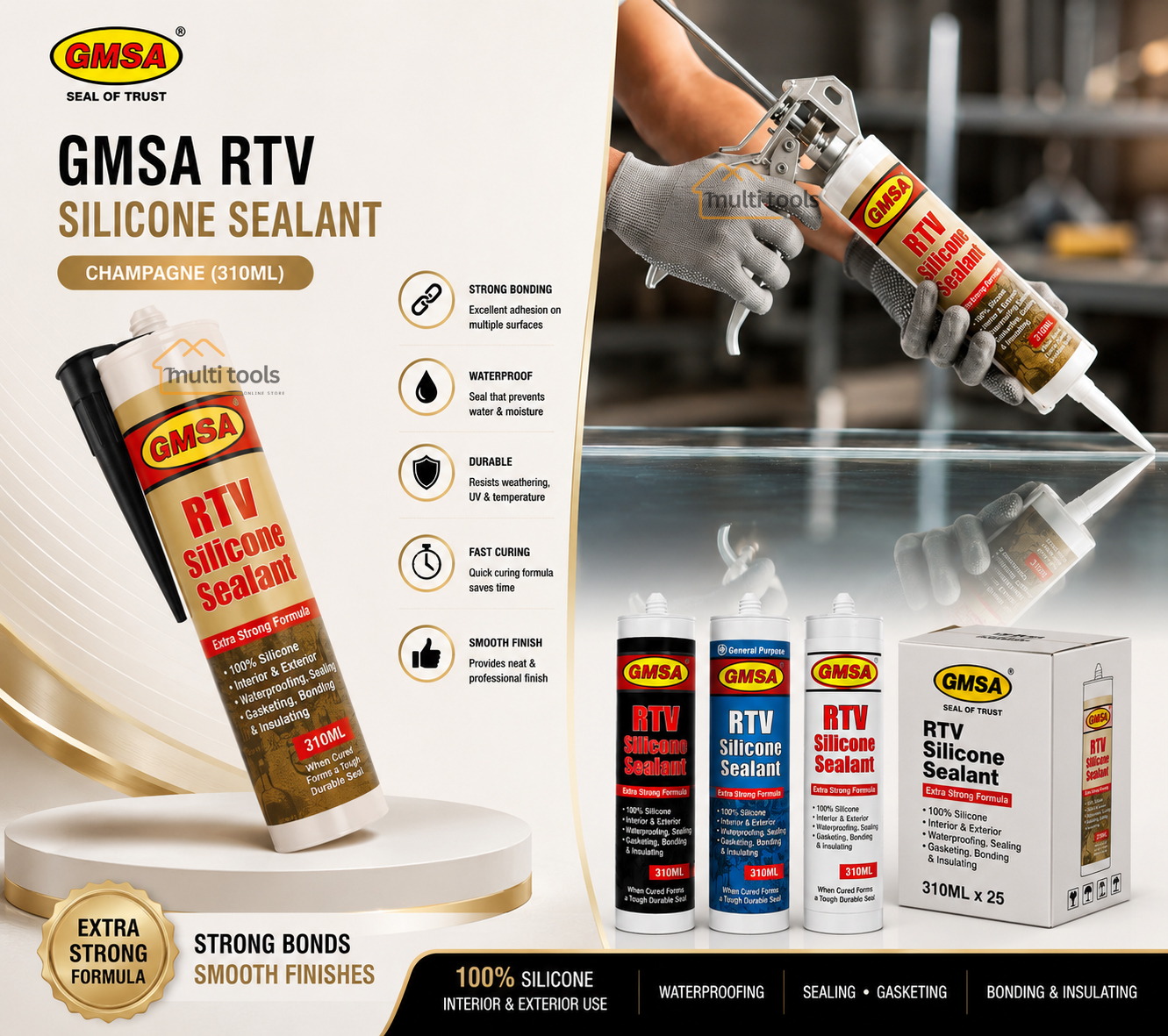 Gmsa Rtv Silicone Sealant (Champagne)