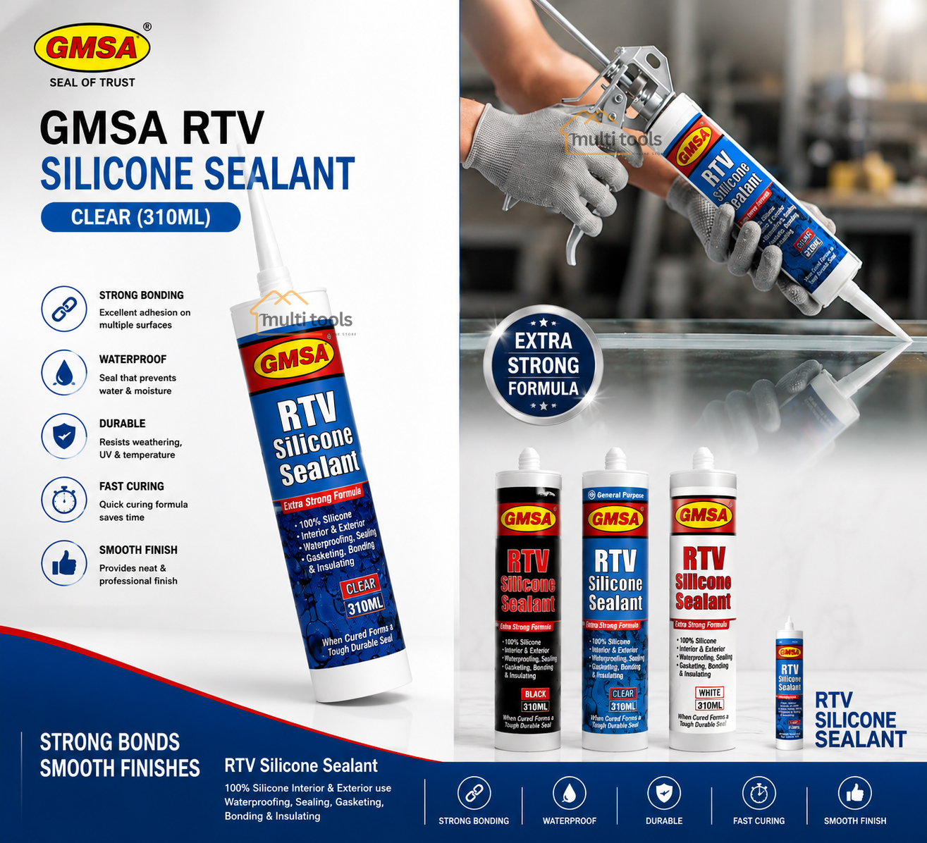 Gmsa Rtv Silicone Sealant (Clear)