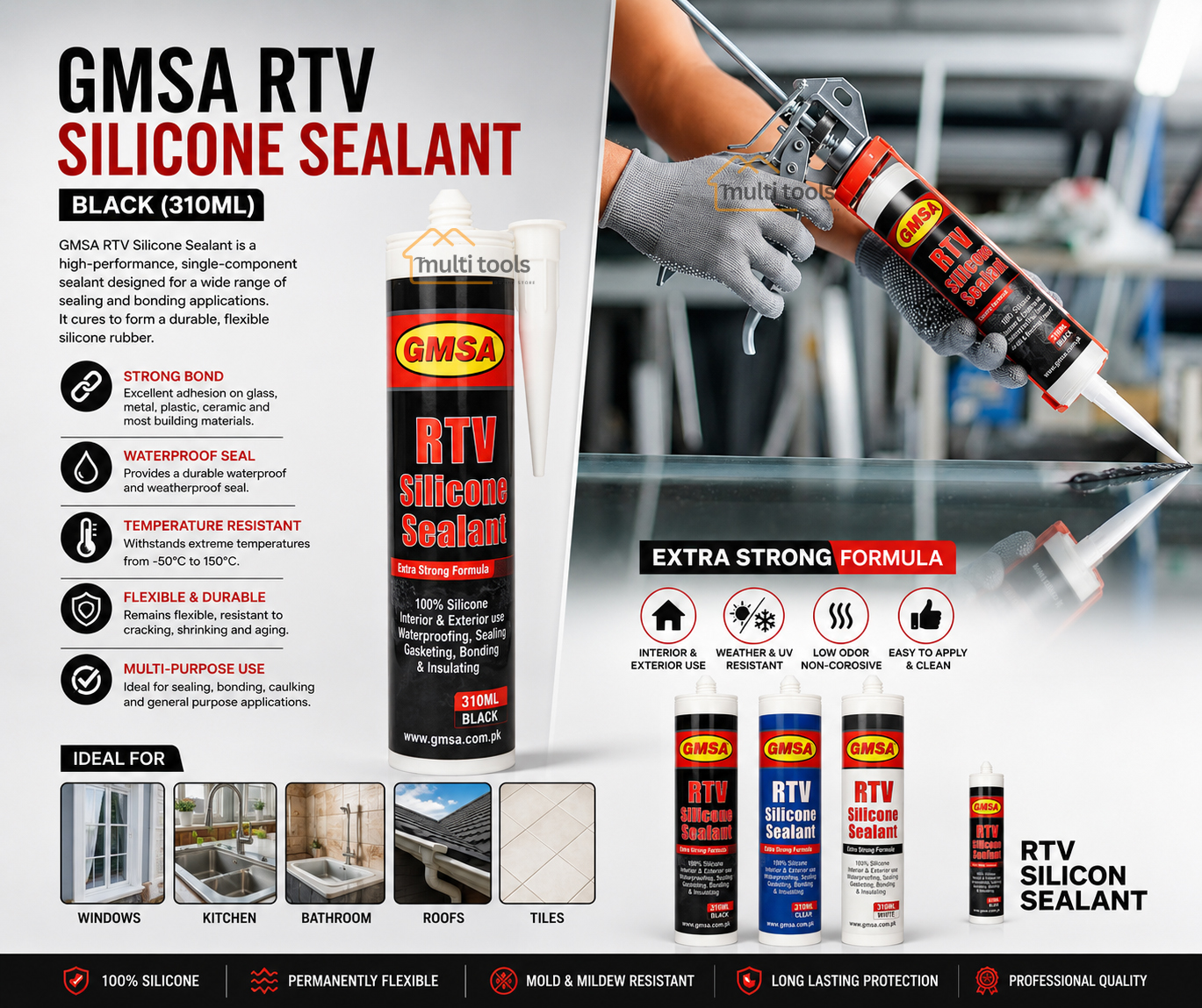 Gmsa Rtv Silicone Sealant (Black)