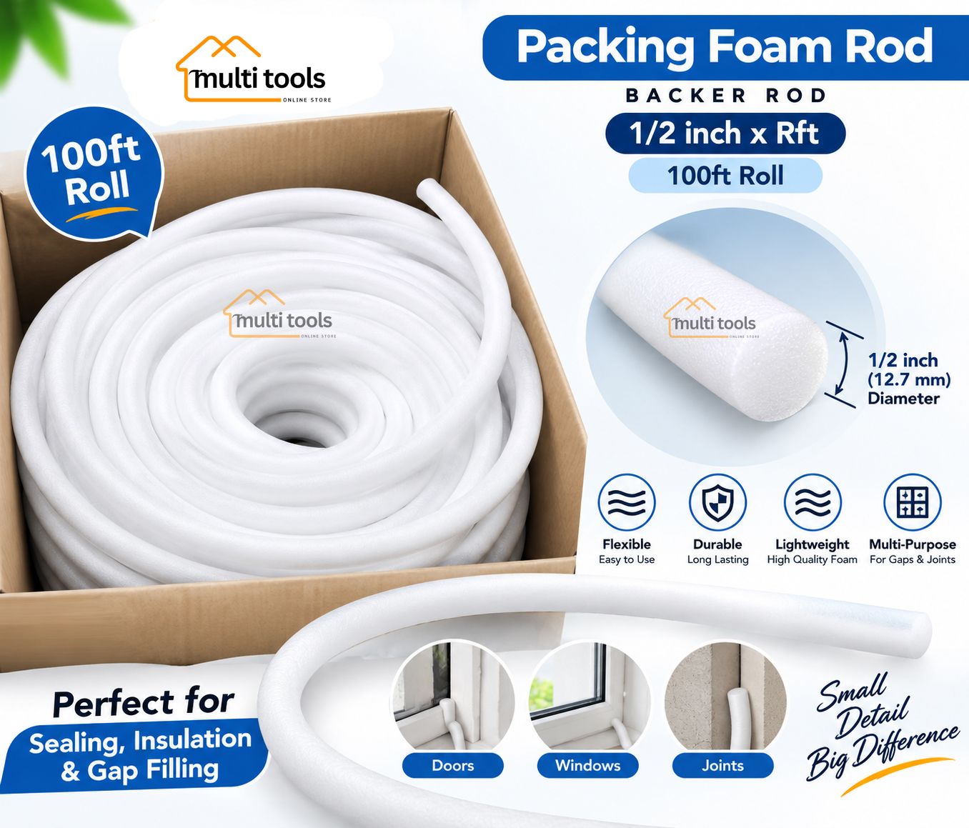 1/2 Inch x Rft Foam Packing Rod