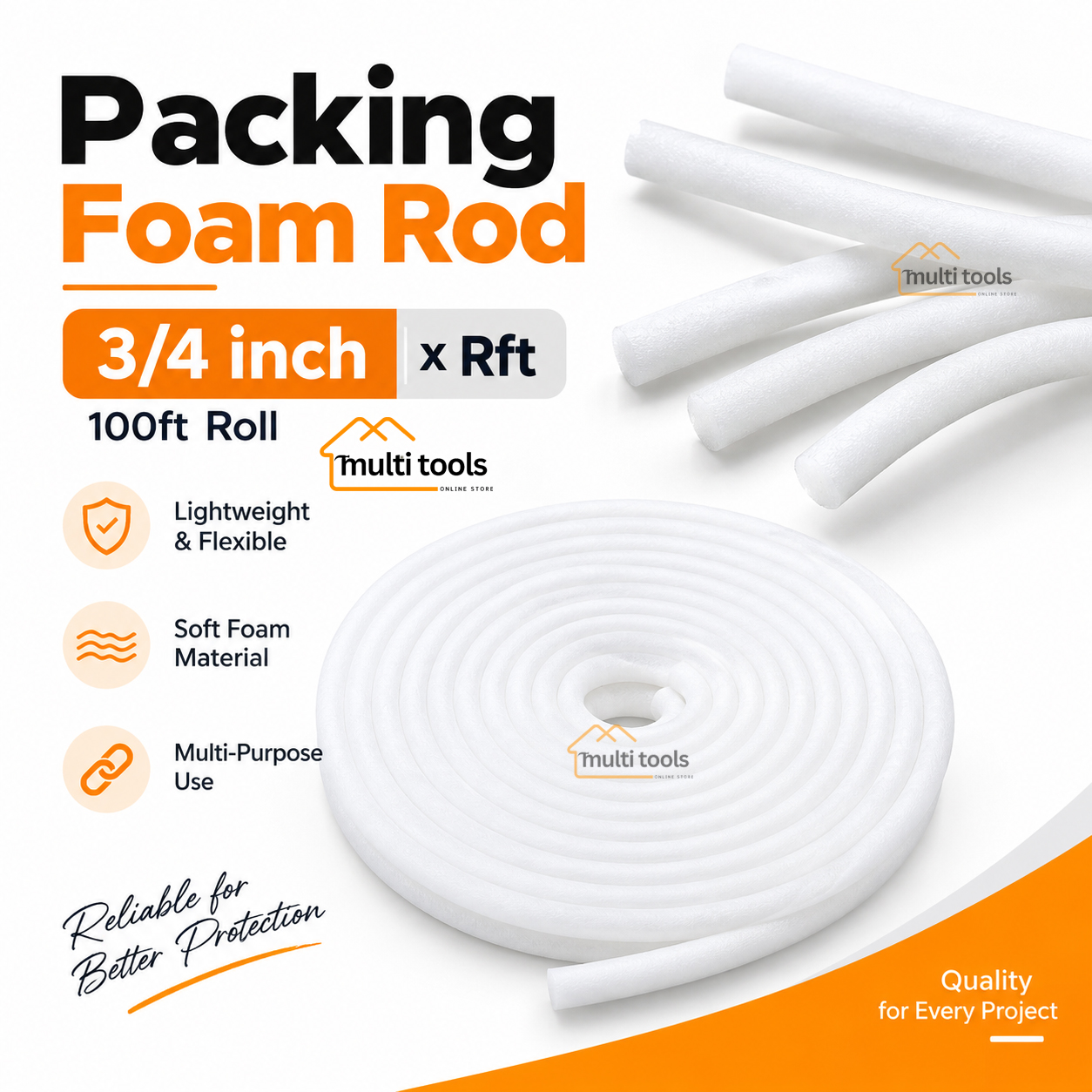 3/4 Inch x Rft Foam Packing Rod