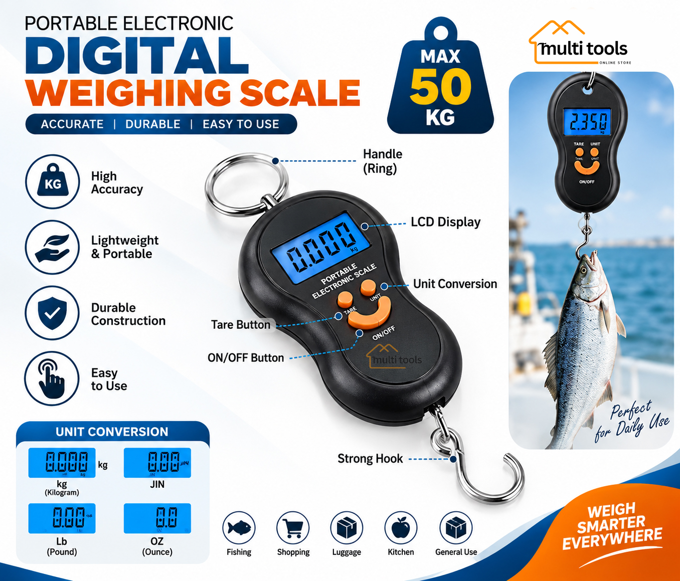 50Kg Portable Electronic Digital Weighing Scale