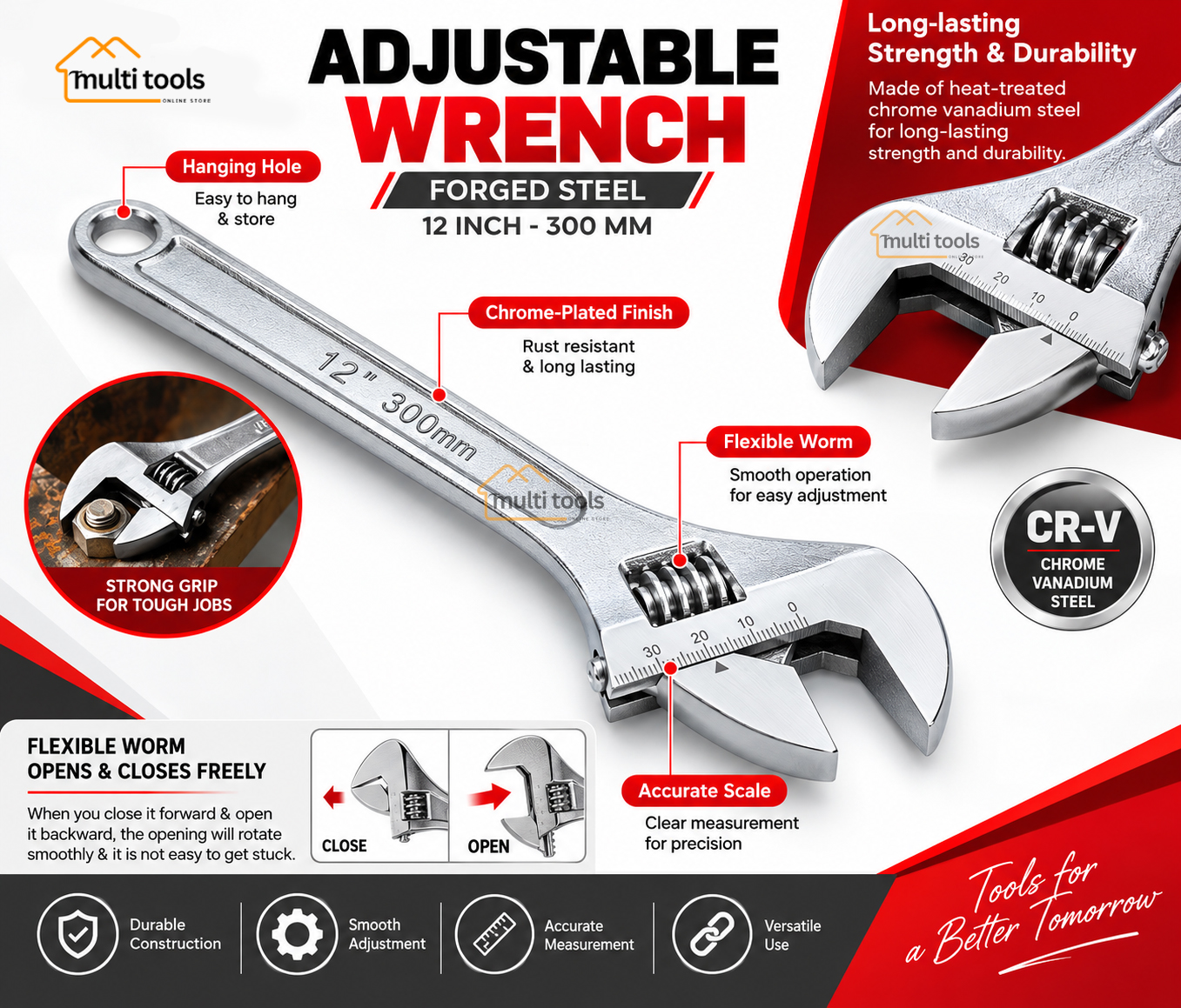 Adjustable Wrench 12 Inch-300mm Forged Steel
