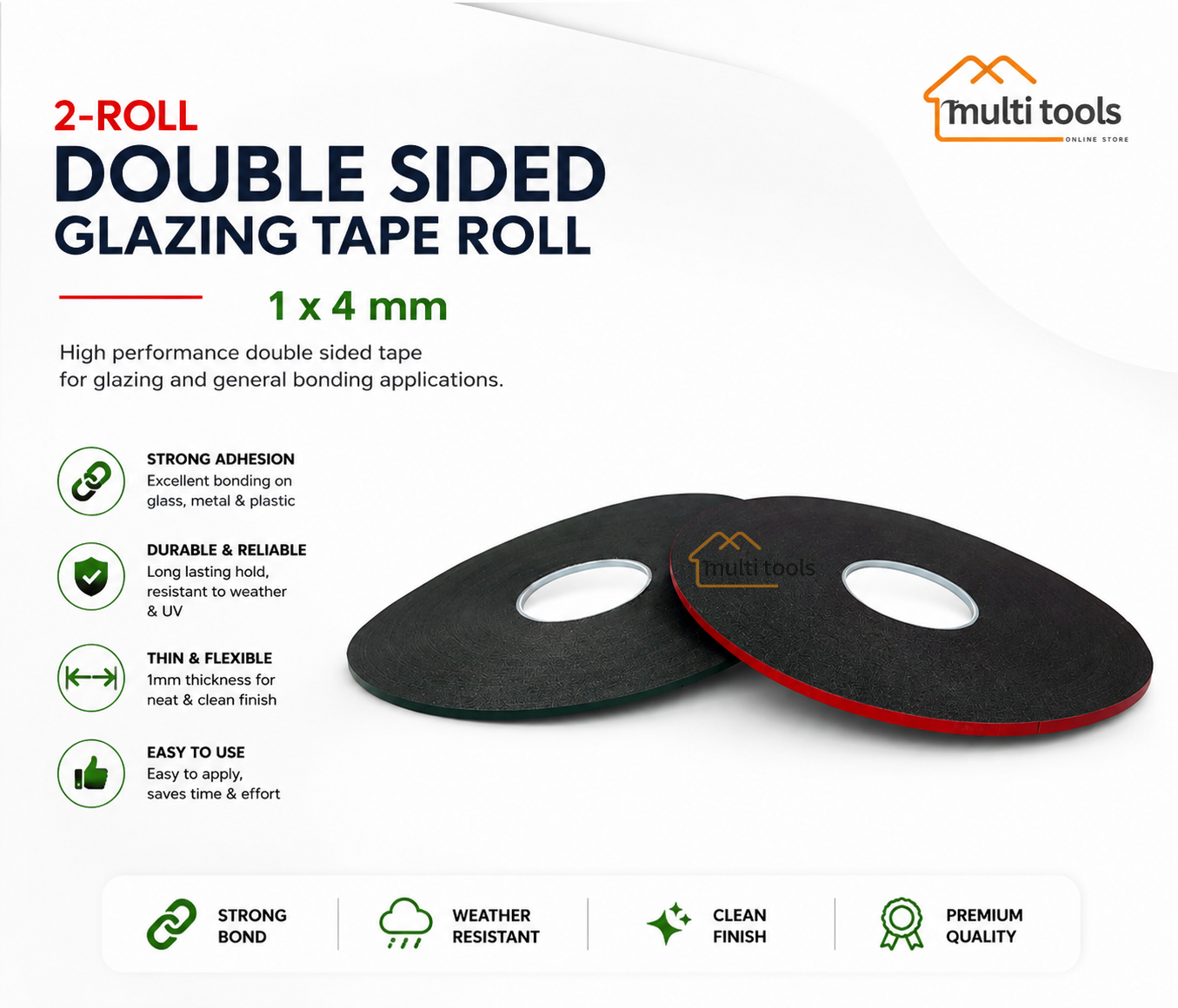 1X4-mm Double Sided Tape Glazing Tape Roll