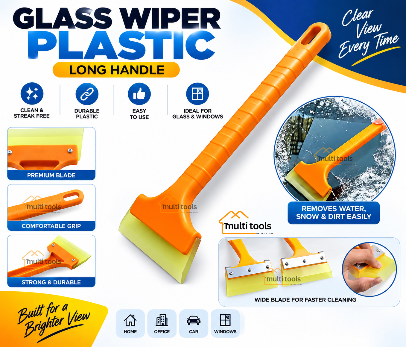 Glass Wiper Plastic (Long Handle) 