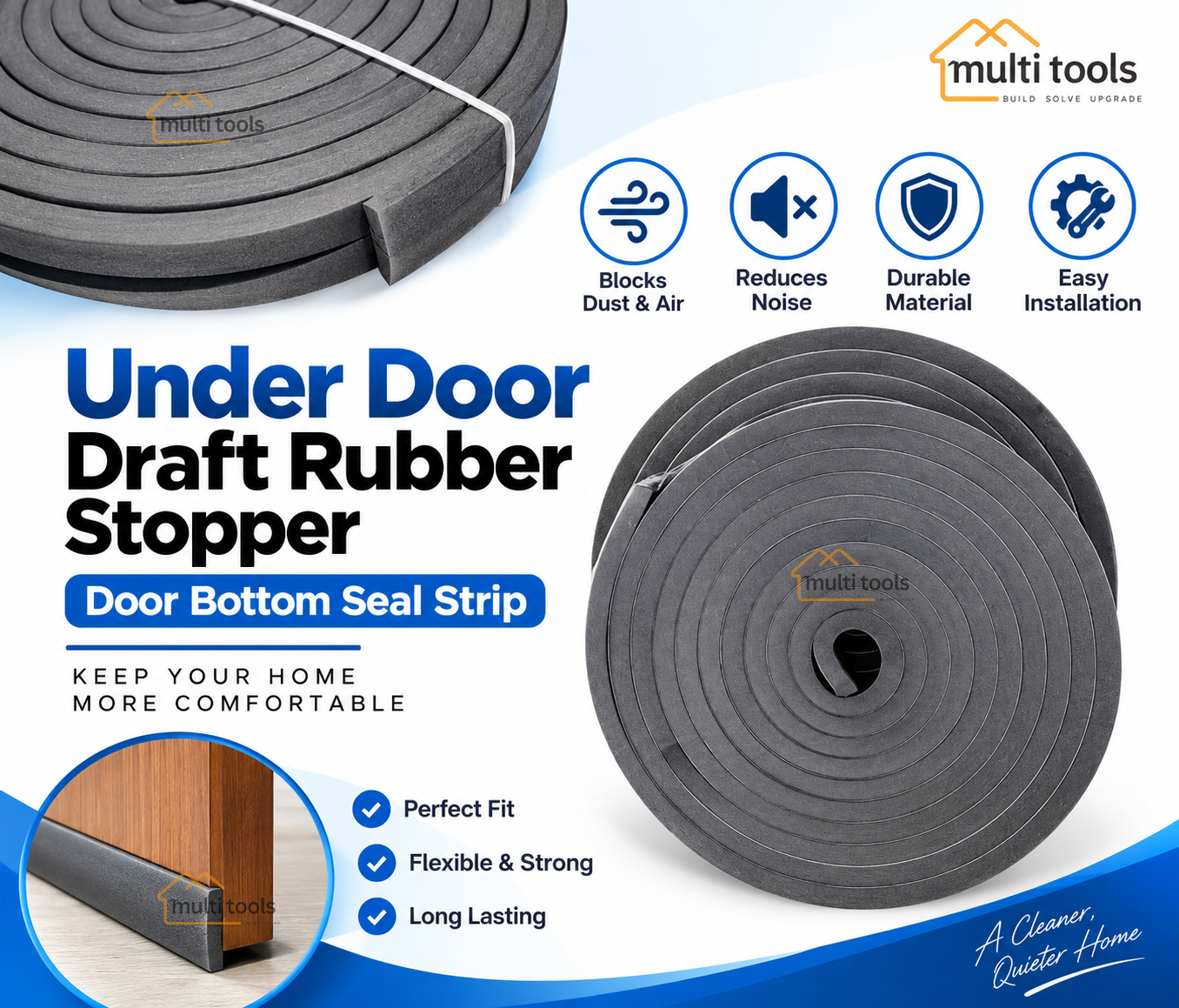Under Door Draft Rubber Stopper Door Bottom Seal Strip