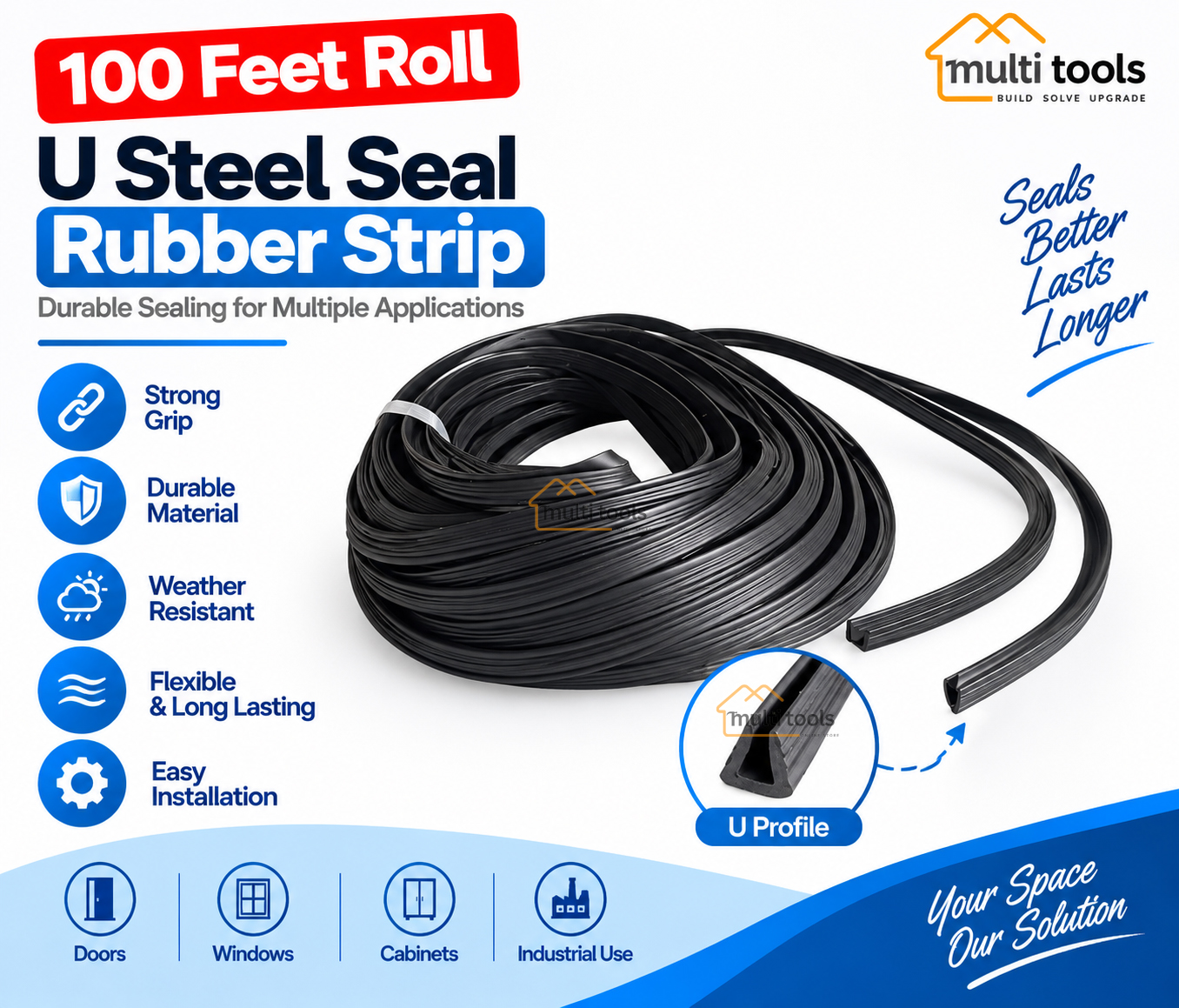 U Steel Seal Rubber Stirp 100 Ft Roll