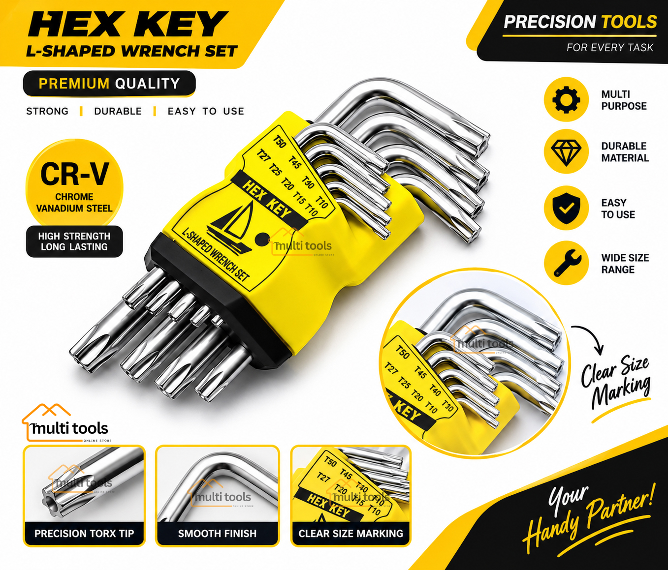 9-Piece Ball Poing Hex Key Star