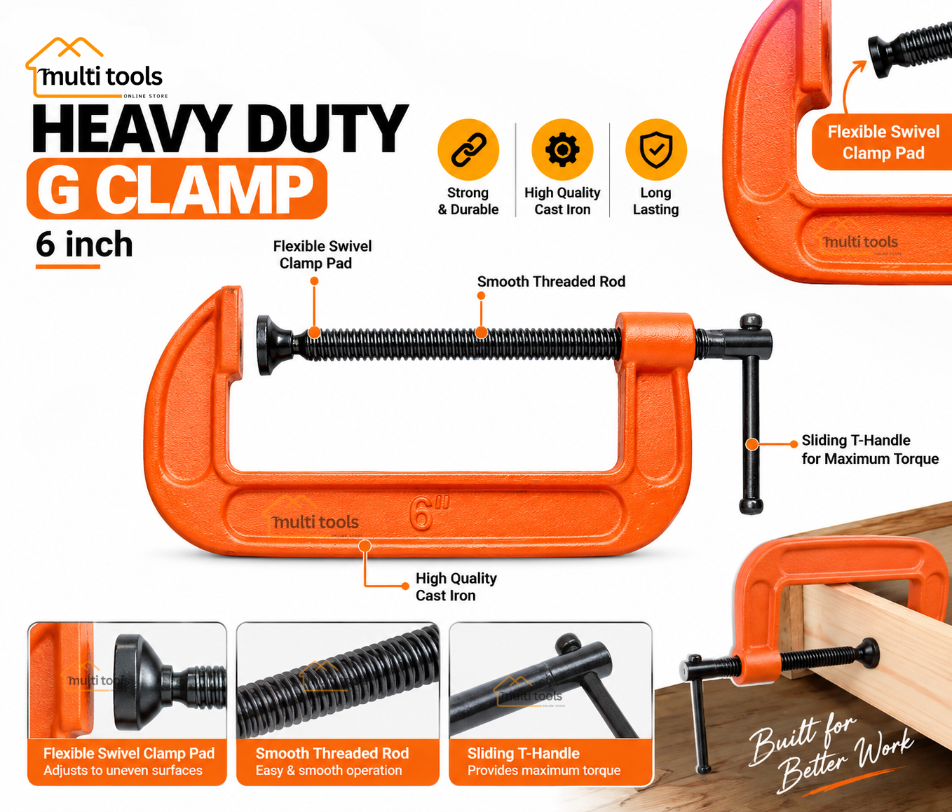 Heavy Duty G Clamp 6 Inch