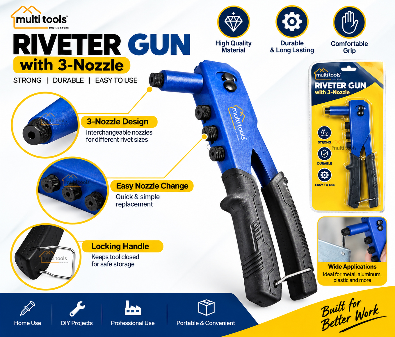Riveter Gun With 3 Nozzle