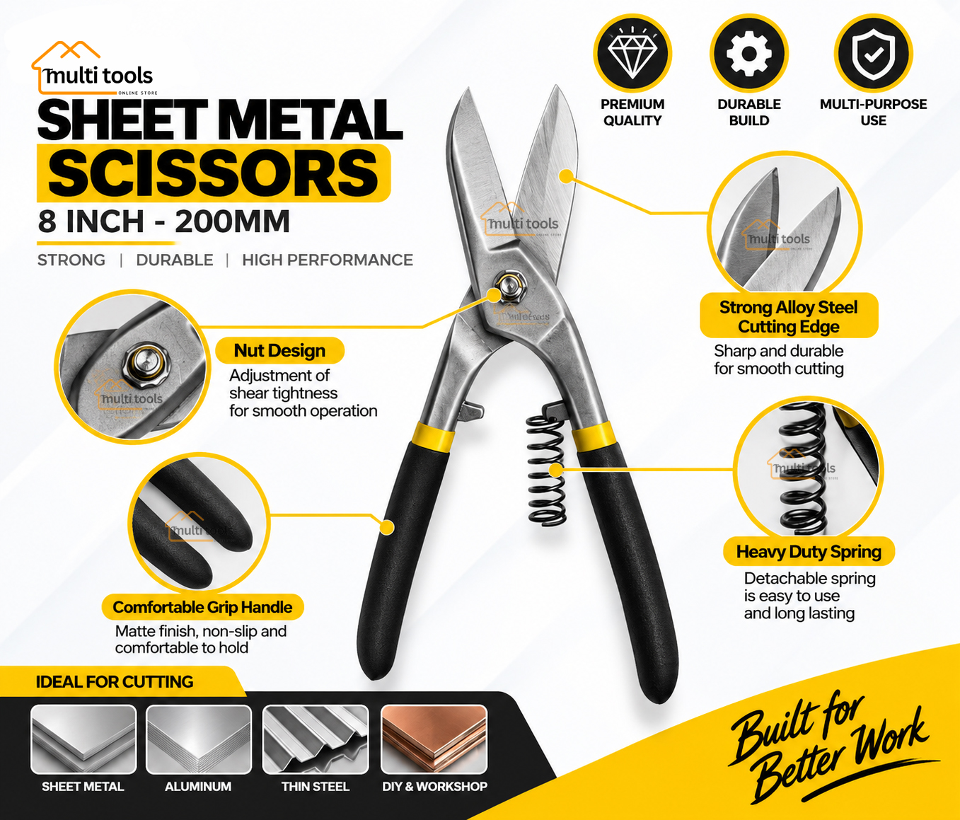 Sheet Metal Scissors 8 Inch 200mm