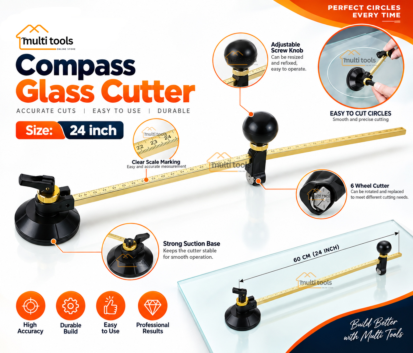 Compass Glass Cutter 24 Inch
